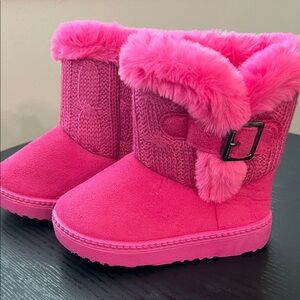 Pink Furry Winter Boots
